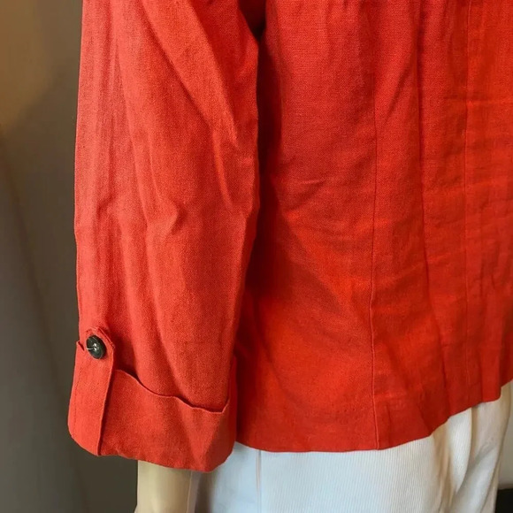 Charlotte Russe Linen Blend One Button Orange Women Blazer size L - Picture 6 of 10
